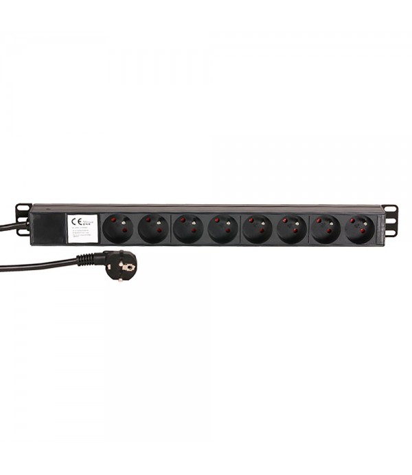 Adam Hall Cables 87478 - 19 Power Strip 1U 8-way with French standard"