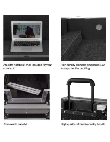 Udg U91054BL - FC MULTI FORMAT XXL BLACK PLUS (LAPTOP SHELF, TROLLEY & WHEELS)