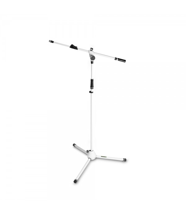 Gravity MS 4322 W - Microphone Stand with Folding Tripod Base and 2-Point Adjustment Telescoping Boom, White