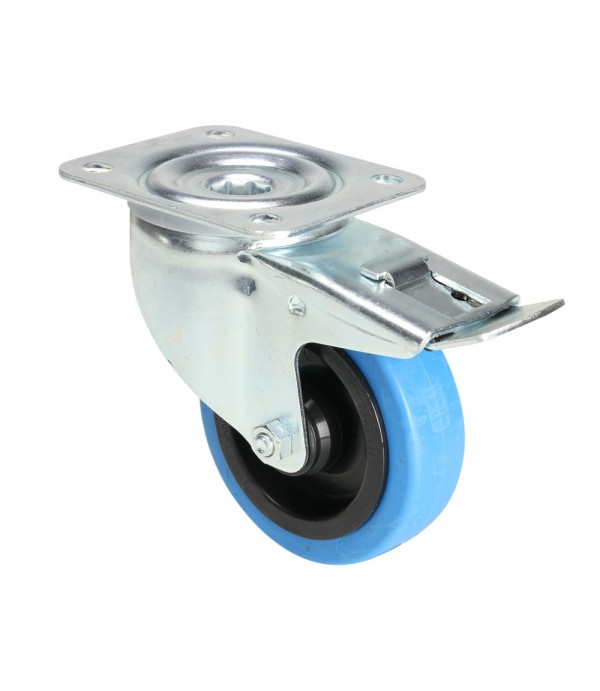 Tente 37034 - Swivel Castor 100 mm with Blue Wheel and Brake