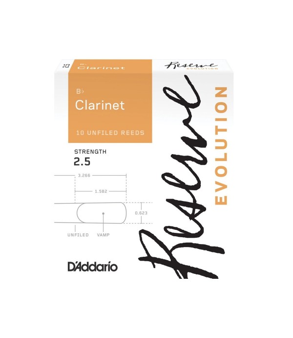 D'Addario Reserve Evolution Bb Clarinet Reeds, 2.5 (10 Pack)