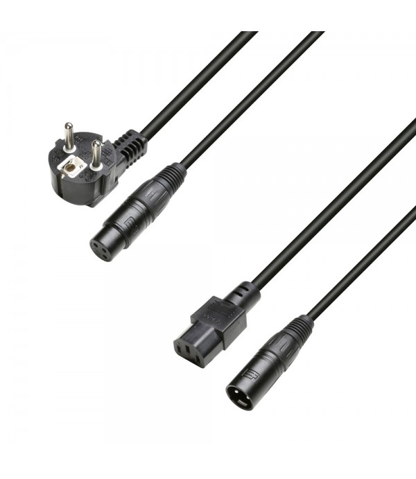 Adam Hall Cables 8101 PSAX 1500 - Hybrid Cable power- & audio mains connector & 3-pole XLR | 10m