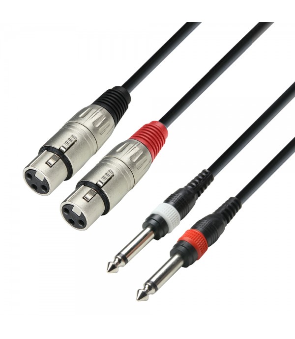Adam Hall Cables 3 STAR TFP 0100 - Cable 2 x XLR Female to 2 x 6,3 mm mono Jack Male, 1 m