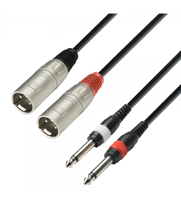 Adam Hall Cables 3 STAR TMP 0100 - Audio Cable 2 x XLR Male to 2 x 6.3 mm mono Jack Male, 1 m