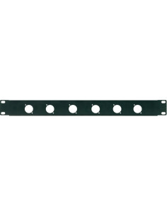 Painel pré-furado de 1 unidade de rack 19' com 6 furos para conectores de painel XLR/SPEAKON (ø 24 mm).