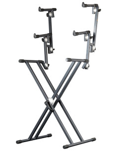 Suporte profissional para teclado de três níveis com dupla estrutura e sistema de regulação "SNAP LOCK".