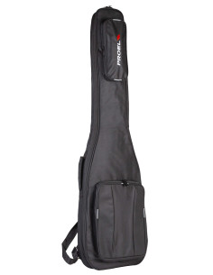 Electric bass bag, rip-proof 600D polyester, 10mm high density foam padding. Available in Black.