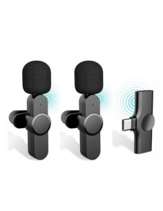 Conjunto 2 Microfones Lapela S/ Fios C/ Receptor USB-C