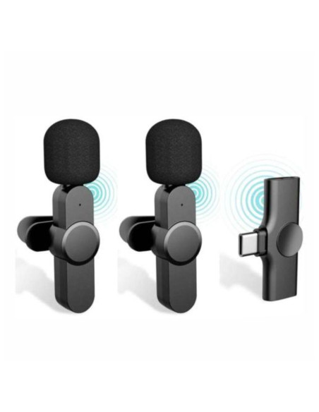 Conjunto 2 Microfones Lapela S/ Fios C/ Receptor USB-C Conjunto 2 Microfones Lapela S/ Fios C/ Receptor USB-C