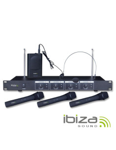 Central Microfone S/ Fios 4 Canais VHF 201.1/207.5MHz IBIZA