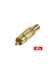 Ficha Rca Macho Dourada-Vermelha C/ Proteção De Cabo