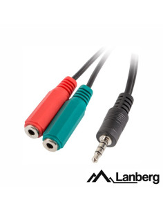 Cabo Jack 3.5mm 4P Macho / 2-Jack 3.5mm 3P Fêmea St LANBERG
