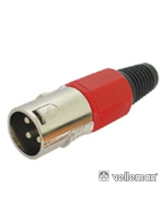 Ficha XLR 3p Macho Vermelha C/ Blindagem E Bloqueio