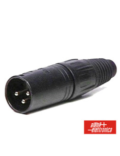Ficha XLR 3p Macho Preta C/ Blindagem E Bloqueio