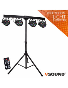 Suporte C/ 4 Projetores Par 4x12 LEDS RGBW VSOUND