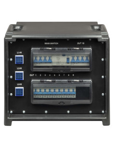 IP55 portable power box in shockproof plastic material. Equipped with: input with straight plug CEE 32A - 3P+N+E - IP67 - 400V w