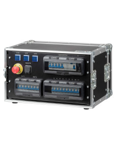 Practical IP44 portable Power box, made with electro-galvanised sheet metal box, painted with epoxy powders, assembled on a 6U f