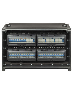 IP55 portable power box in shockproof plastic material. Equipped with: input with CEE straight plug 63A - 3P+N+E - IP67 - 400V /